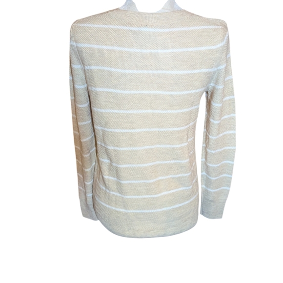 New GAP tan/White Striped Knit Lightweight Sweater NWT Sz XS - Picture 2 of 8